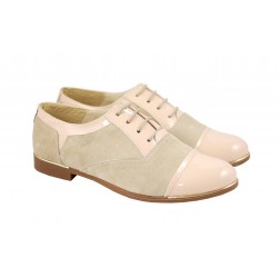 Pantofi dama casual din piele naturala BEJ - RUT2LACBEJ
