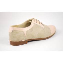 Pantofi dama casual din piele naturala BEJ - RUT2LACBEJ
