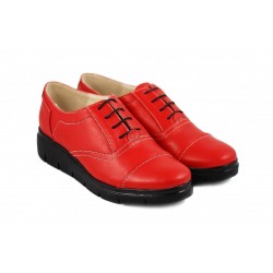 Pantofi dama din piele naturala, cu platforme, Rosu RUT2R