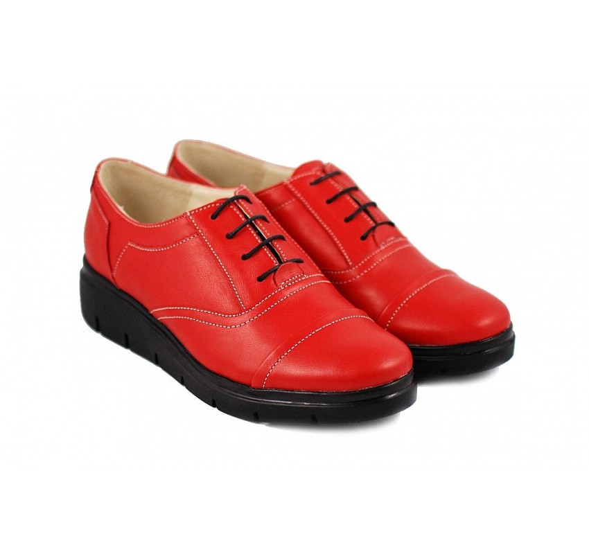 Pantofi dama din piele naturala, cu platforme, Rosu RUT2R