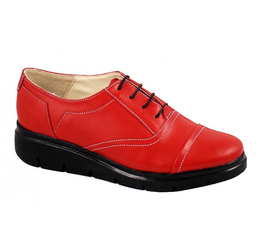 Pantofi dama din piele naturala, cu platforme, Rosu RUT2R