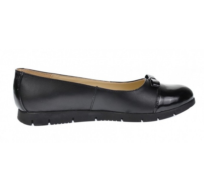Balerini dama casual din piele naturala - Model cu funda si varf lacuit