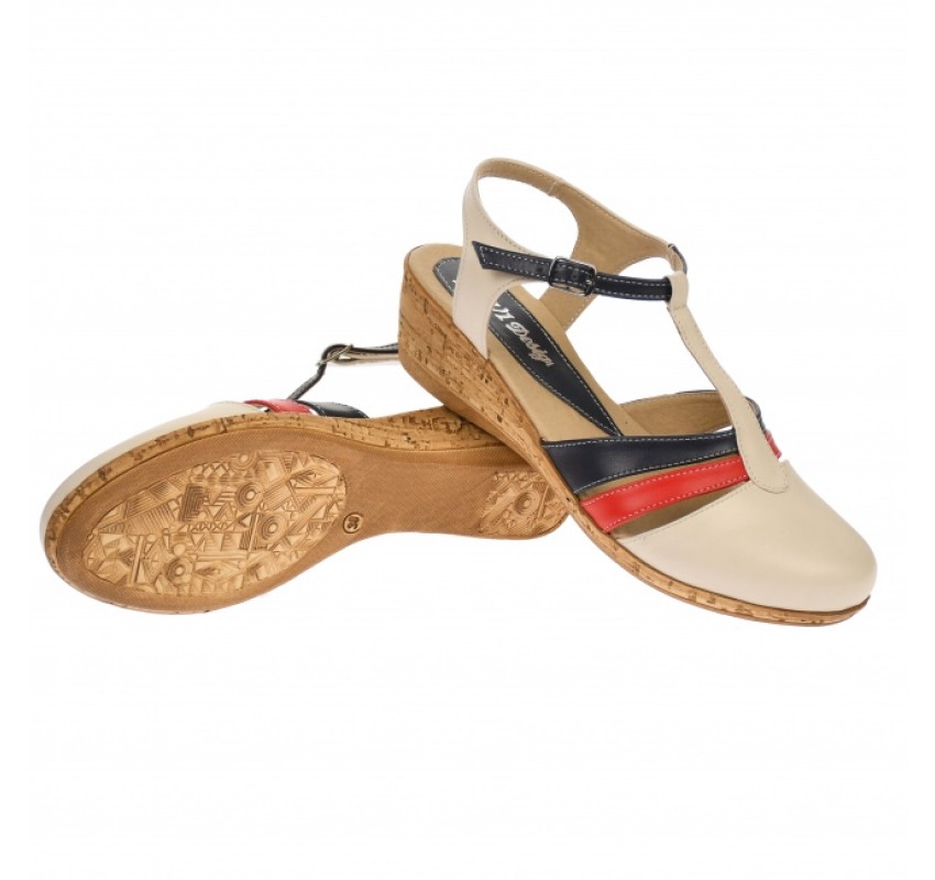 Sandale dama, din piele naturala cu barete, cu platforma de 5 cm -  S03BRBL