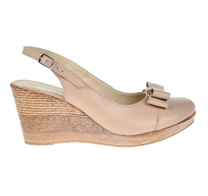 Pantofi dama decupati piele naturala bej cu platforme S100BEJ