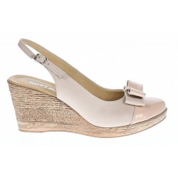 Pantofi dama decupati din piele naturala bej cu platforma