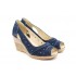 Pantofi dama decupati din piele naturala intoarsa - Bleumarin S1047BLUE