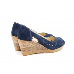 Pantofi dama decupati din piele naturala intoarsa - Bleumarin S1047BLUE