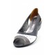 Marimea 40 Pantofi dama decupati din piele naturala Alb Negru Gri S104NAN