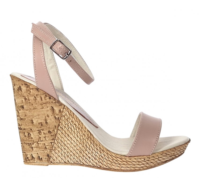 Marimea 40 Sandale dama piele naturala platforme 10 cm – Confort si eleganta S107NUD