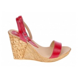 Sandale dama, din piele naturala, cu platforma, rosii,  Made in Romania  - S107R