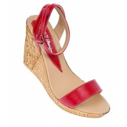 Sandale dama, din piele naturala, cu platforma, rosii,  Made in Romania  - S107R