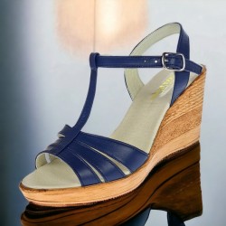 Sandale dama bleumarin din piele naturala, bleumarin inchis - S134BLM