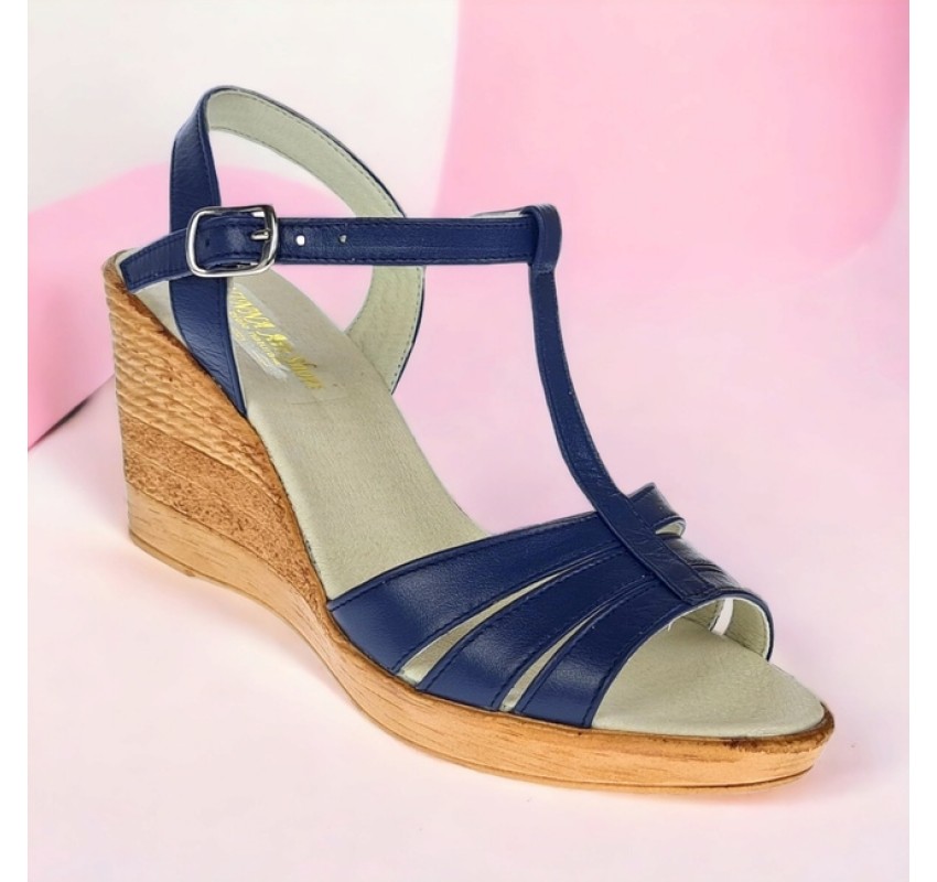 Sandale dama bleumarin din piele naturala, bleumarin inchis - S134BLM