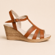 Sandale dama maro din piele naturala, cu platforma wedge si barete elegante – comode, feminine S134M