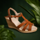 Sandale dama maro din piele naturala, cu platforma wedge si barete elegante – comode, feminine S134M