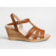 Sandale dama maro din piele naturala, cu platforma wedge si barete elegante – comode, feminine S134M