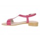 Sandale dama Fucsia din piele naturala cu bareta T si toc mic S16FCS