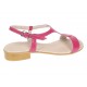 Sandale dama Fucsia din piele naturala cu bareta T si toc mic S16FCS