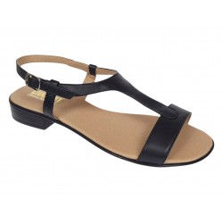 Sandale dama negre din piele naturala cu bareta T si toc mic S16NBOX2