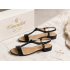 Sandale dama negre din piele naturala cu bareta T si toc mic S16NBOX2