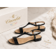 Sandale dama negre din piele naturala cu bareta T si toc mic S16NBOX2