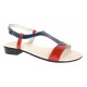 Sandale dama din piele naturala lac - Model rosu cu bleumarin S16RBLAC