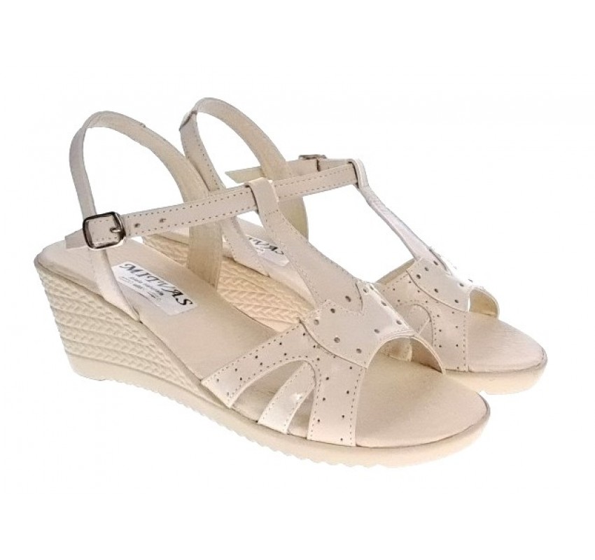 Sandale dama bej din piele naturala cu platforme de 6cm S17BEJ