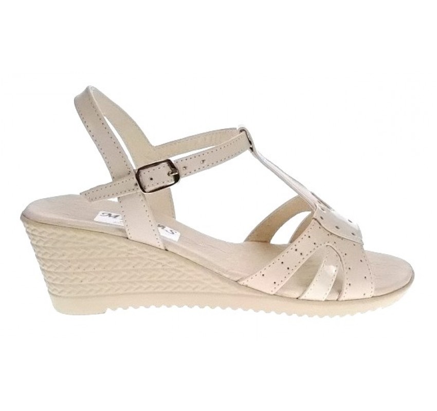 Sandale dama bej din piele naturala cu platforme de 6cm S17BEJ