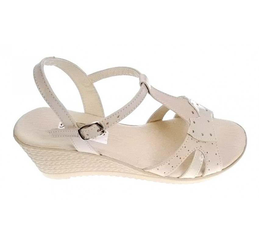 Sandale dama bej din piele naturala cu platforme de 6cm S17BEJ