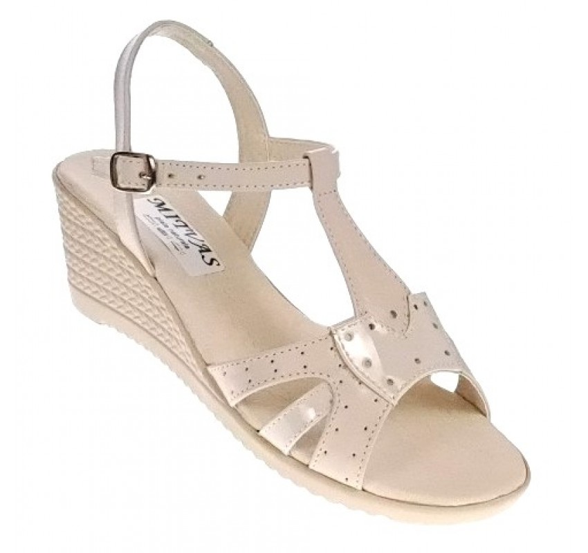 Sandale dama bej din piele naturala cu platforme de 6cm S17BEJ