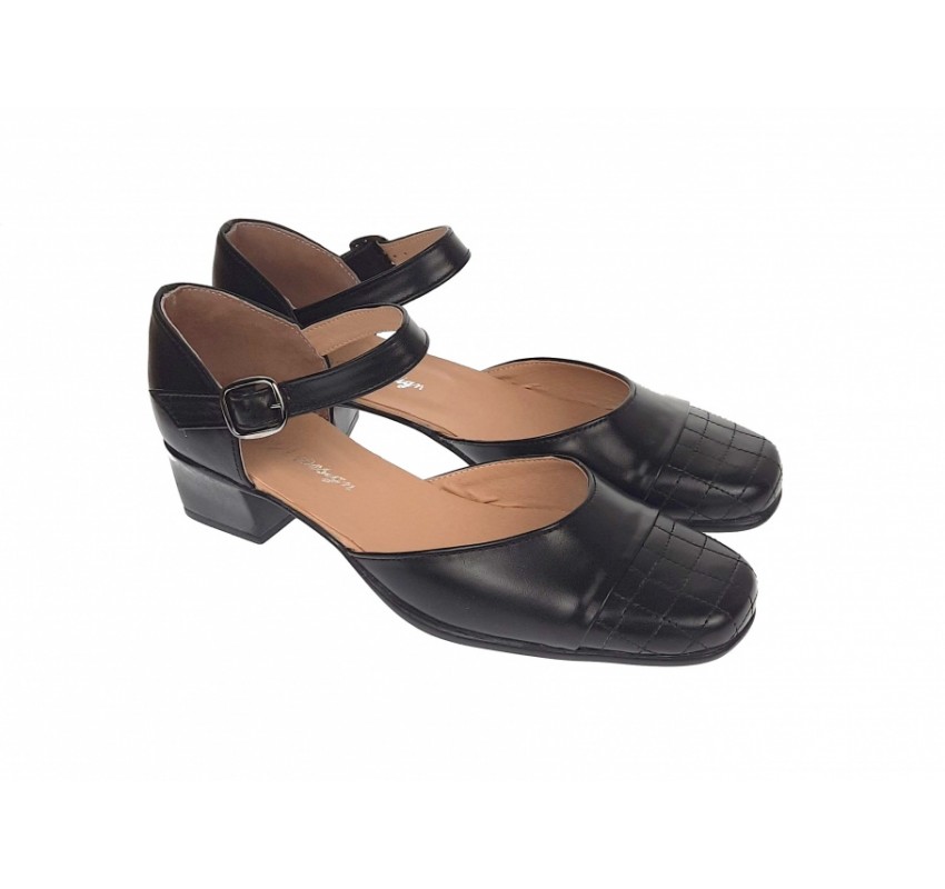Pantofi dama decupati din piele naturala, Negru - S1NBOX Pantofi dama decupati din piele naturala, Negru - S1NBOX
