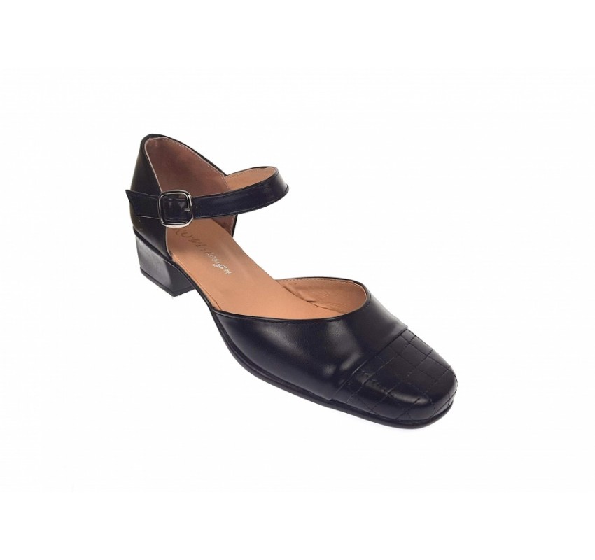 Pantofi dama decupati din piele naturala, Negru - S1NBOX Pantofi dama decupati din piele naturala, Negru - S1NBOX
