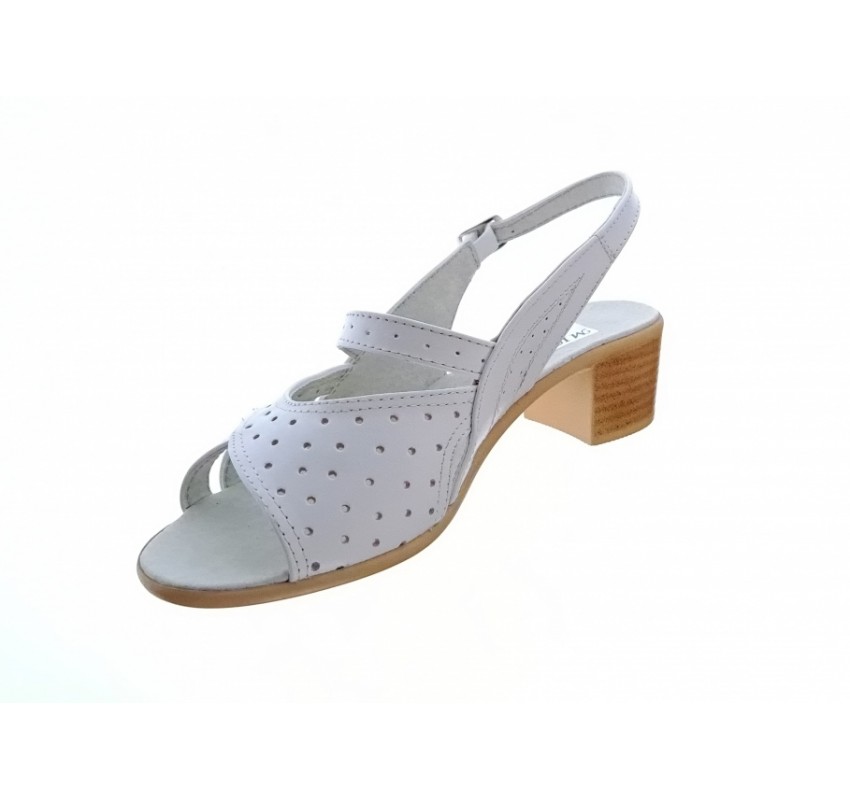 Sandale dama de vara cu toc de 5 cm, din piele naturala, alba, S26ABOX