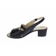 Oferta marimea 38 - Sandale dama de vara cu toc de 5 cm, din piele naturala, neagra, LS26NBOX