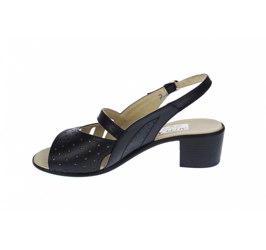 Oferta marimea 38 - Sandale dama de vara cu toc de 5 cm, din piele naturala, neagra, LS26NBOX