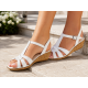 Sandale dama albe din piele naturala, cu talpa tip pana – feminine, luminoase si usor de purtat S27ALB
