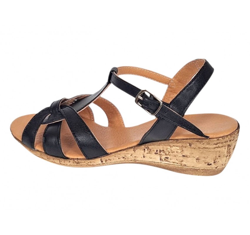 Sandale damă negre din piele naturală, cu baretă reglabilă – feminine, comode și ușor de remarcat S27NB