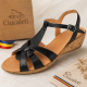 Sandale damă negre din piele naturală, cu baretă reglabilă – feminine, comode și ușor de remarcat S27NB