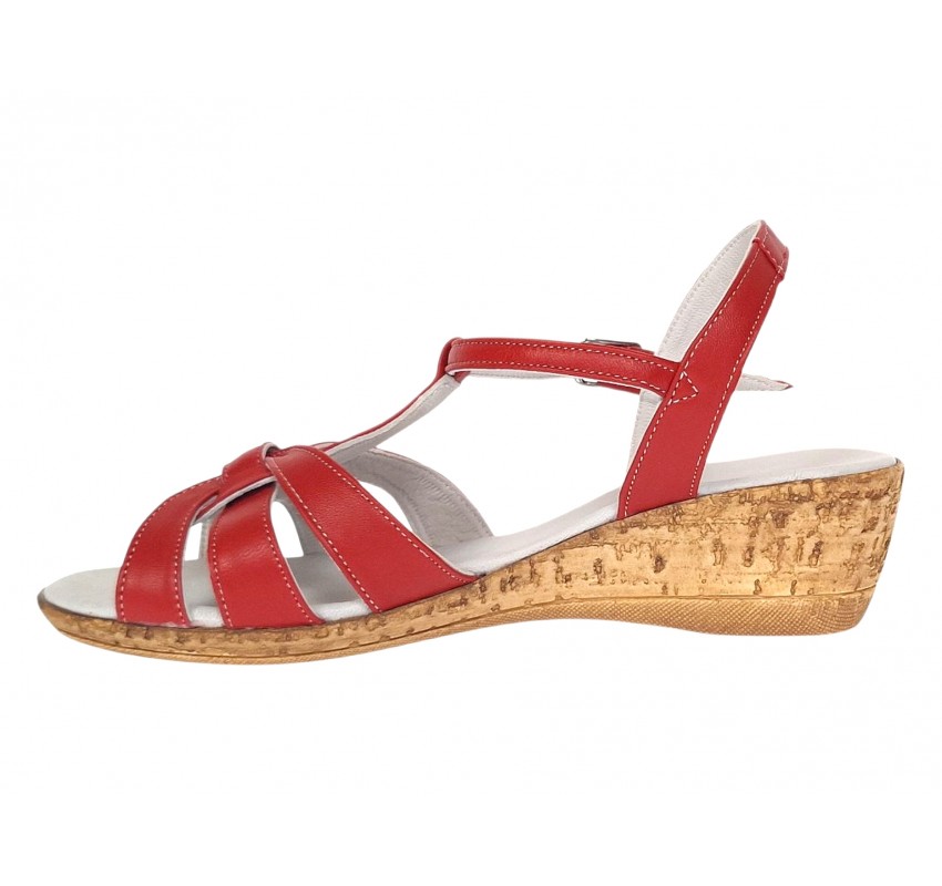 Sandale damă rosii din piele naturală, cu baretă reglabilă – feminine, comode și ușor de remarcat S27ROSU