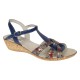 Sandale dama bleumarin din piele naturala, cu detalii multicolore si talpa tip pana – feminine, vesele S27XBL