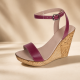 Sandale damă grena din piele naturală, cu platformă și toc tip wedge 10 cm – S2GRN