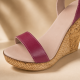 Sandale damă grena din piele naturală, cu platformă și toc tip wedge 10 cm – S2GRN