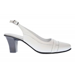 Pantofi dama decupati din piele naturala box - Model Alb cu toc 5cm S301ABOX