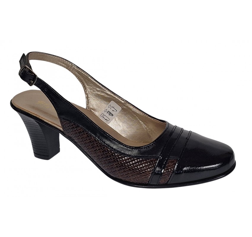 Marimea 36, 38  Pantofi dama decupati din piele naturala - Model cu toc 7 cm - S301MN