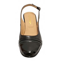 Pantofi dama decupati din piele naturala - Model 301 Negru cu toc de 5cm