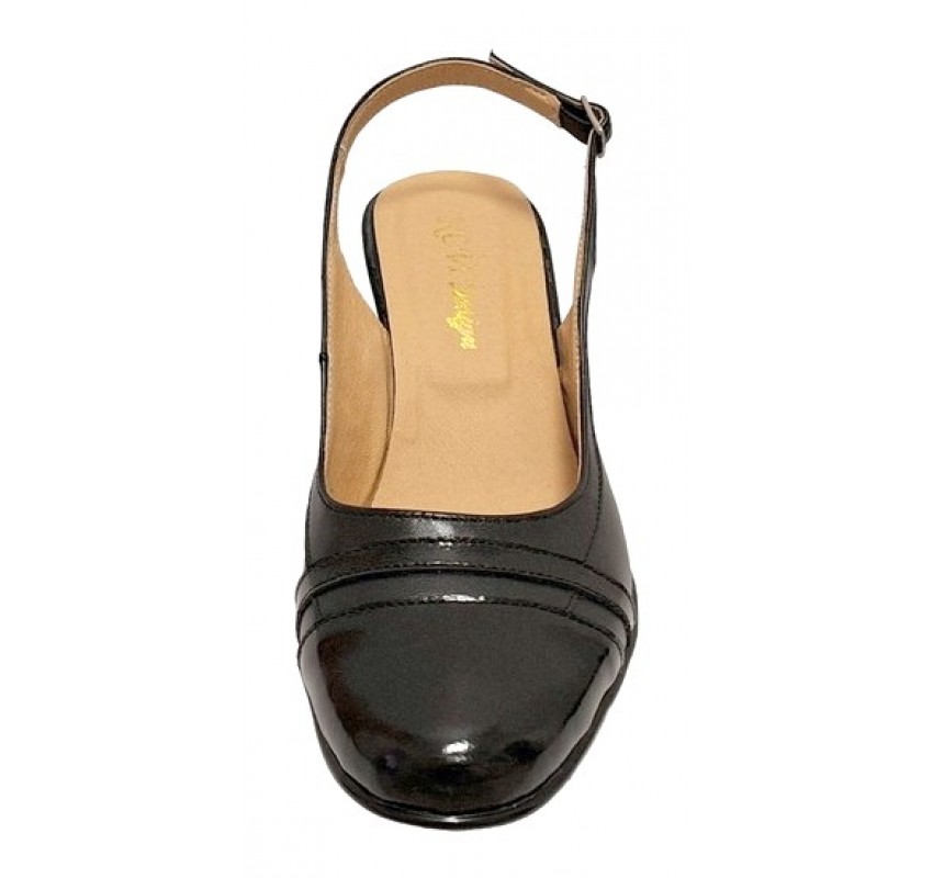 Pantofi dama decupati din piele naturala - Model 301 Negru cu toc de 5cm