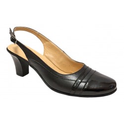 Pantofi dama decupati din piele naturala - Model 301 Negru cu toc de 5cm