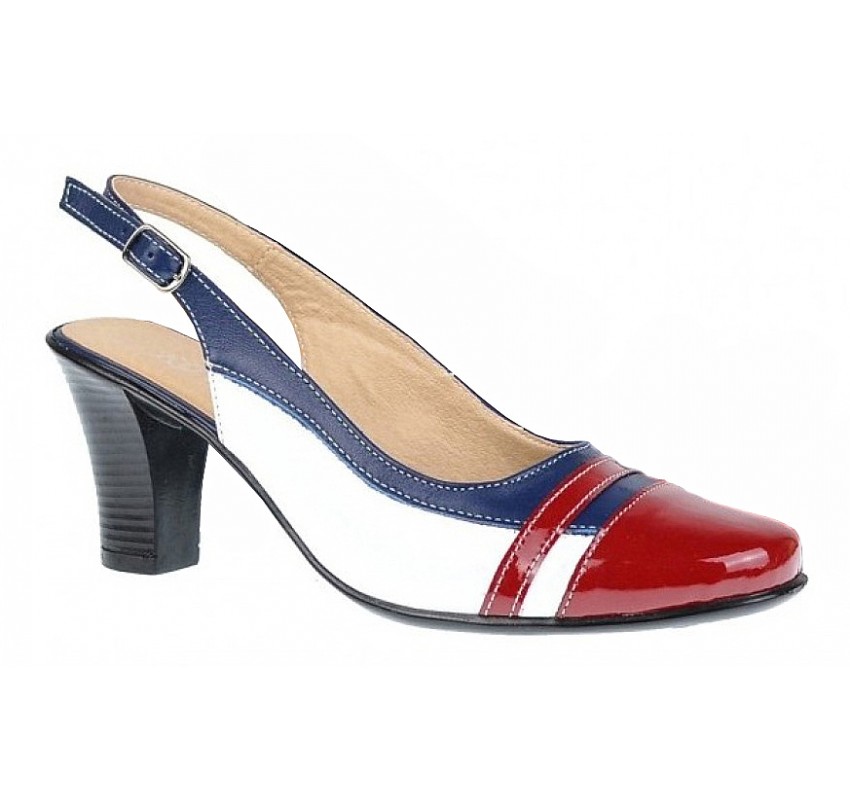 Pantofi dama decupati din piele naturala - Model cu toc de 5cm S301RABL