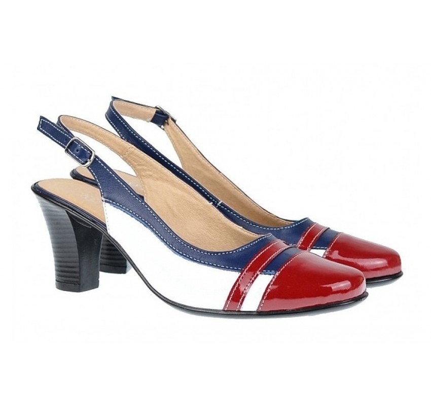 Pantofi dama decupati din piele naturala - Model cu toc de 5cm S301RABL