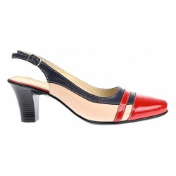 Pantofi dama decupati din piele naturala - Model elegant cu toc de 5cm S301RBLBEJ